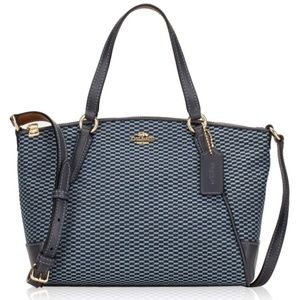 Coach Mini Kelsey Blue Jacquard Legacy satchel